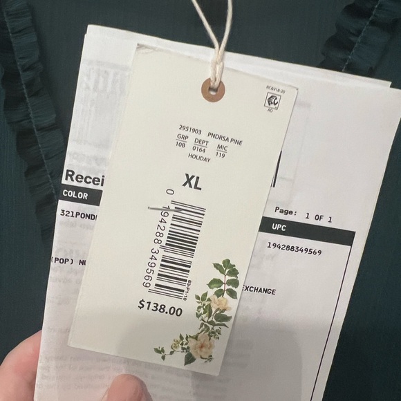 NWT Holiday Party Emerald Green Chelsea and Violet size extra large maxi dress - Picture 7 of 8